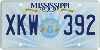 MS license plate XKW392
