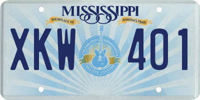 MS license plate XKW401