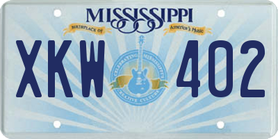MS license plate XKW402