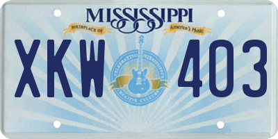 MS license plate XKW403