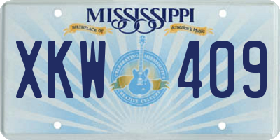 MS license plate XKW409