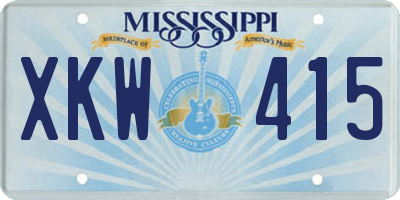 MS license plate XKW415