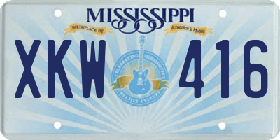 MS license plate XKW416