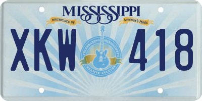 MS license plate XKW418