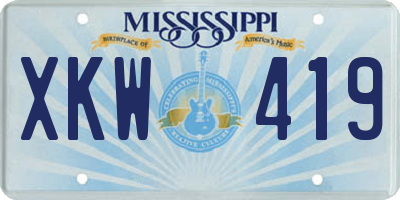 MS license plate XKW419