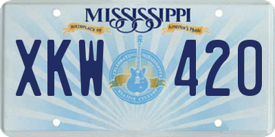 MS license plate XKW420
