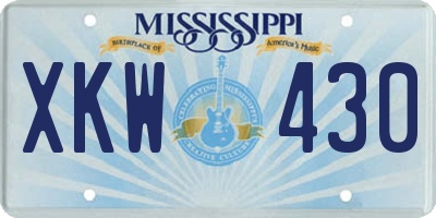MS license plate XKW430