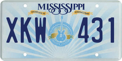 MS license plate XKW431