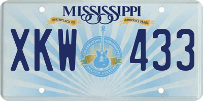 MS license plate XKW433