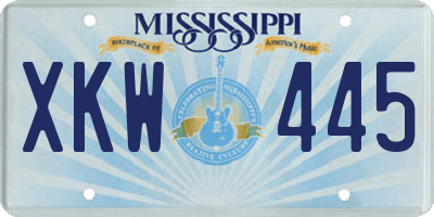 MS license plate XKW445