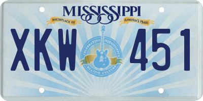 MS license plate XKW451