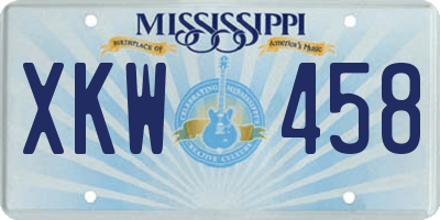 MS license plate XKW458