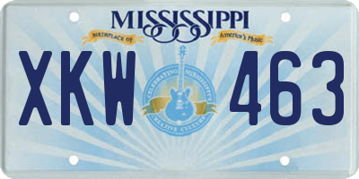 MS license plate XKW463