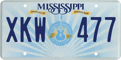 MS license plate XKW477