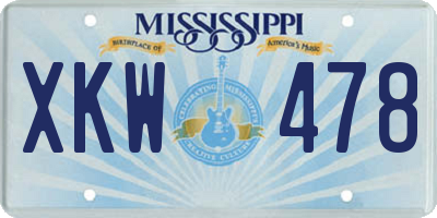 MS license plate XKW478
