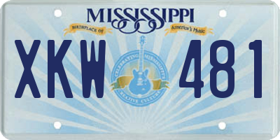 MS license plate XKW481