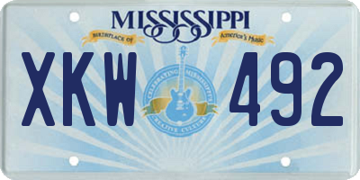 MS license plate XKW492