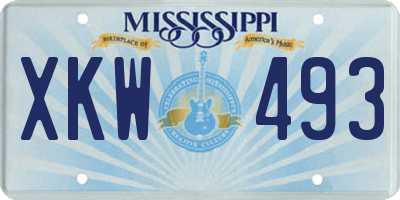 MS license plate XKW493