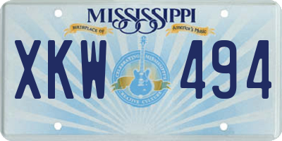 MS license plate XKW494