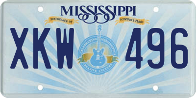 MS license plate XKW496