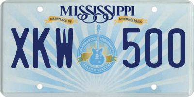 MS license plate XKW500