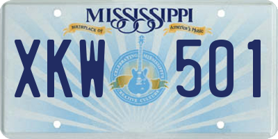 MS license plate XKW501