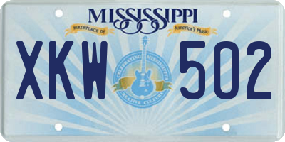 MS license plate XKW502