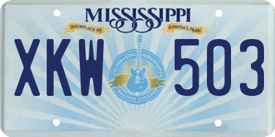MS license plate XKW503