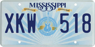 MS license plate XKW518