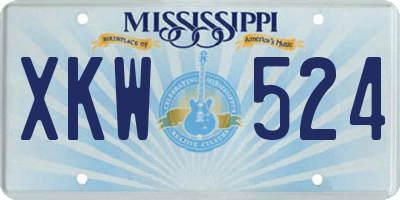 MS license plate XKW524