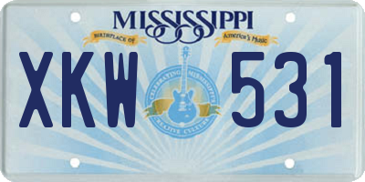 MS license plate XKW531