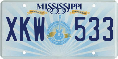 MS license plate XKW533