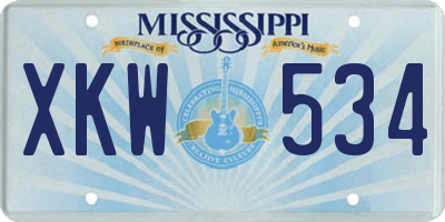 MS license plate XKW534