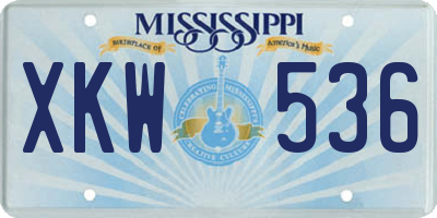 MS license plate XKW536