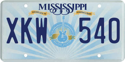 MS license plate XKW540