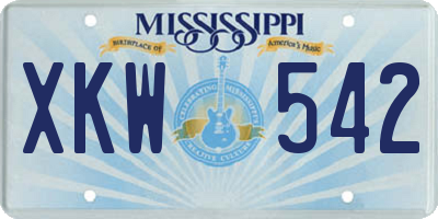 MS license plate XKW542