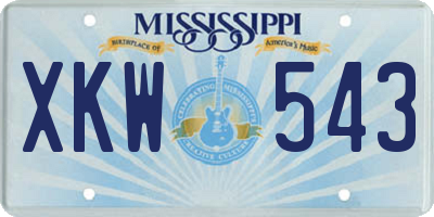 MS license plate XKW543