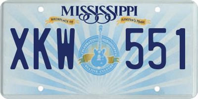 MS license plate XKW551