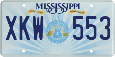 MS license plate XKW553