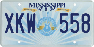 MS license plate XKW558