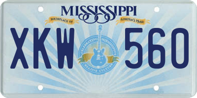 MS license plate XKW560