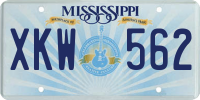 MS license plate XKW562
