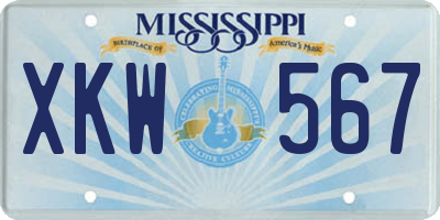 MS license plate XKW567