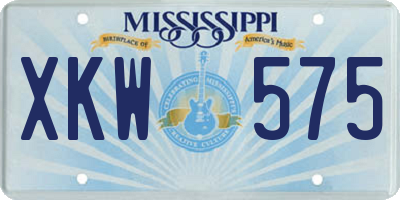 MS license plate XKW575