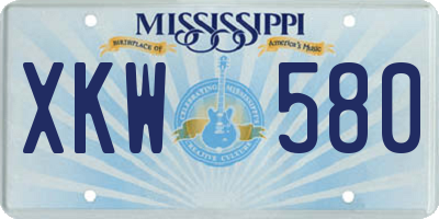 MS license plate XKW580