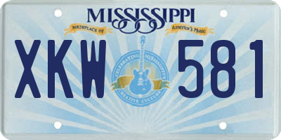 MS license plate XKW581