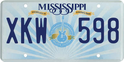 MS license plate XKW598