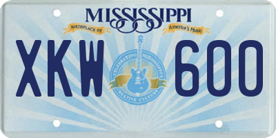 MS license plate XKW600