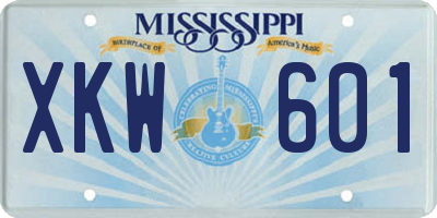 MS license plate XKW601