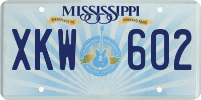 MS license plate XKW602